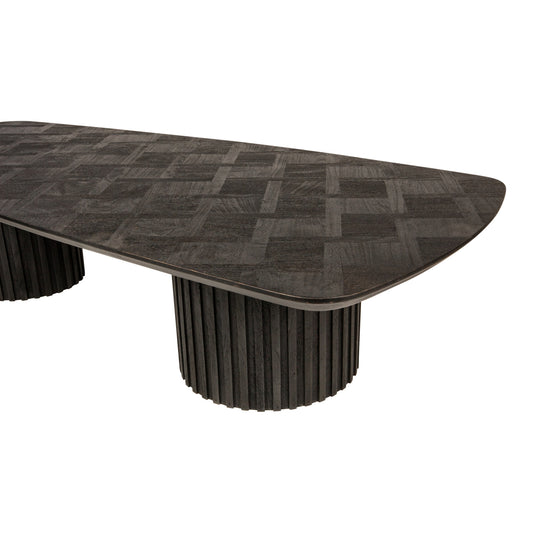 Fieron Black wooden coffee table double round base