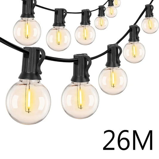 Sfeervolle LED Lichtslinger – Warm Wit | IP44 Waterdicht | 9m t/m 26m | Voor Buiten & Feestdecoratie – EU/US Stekker