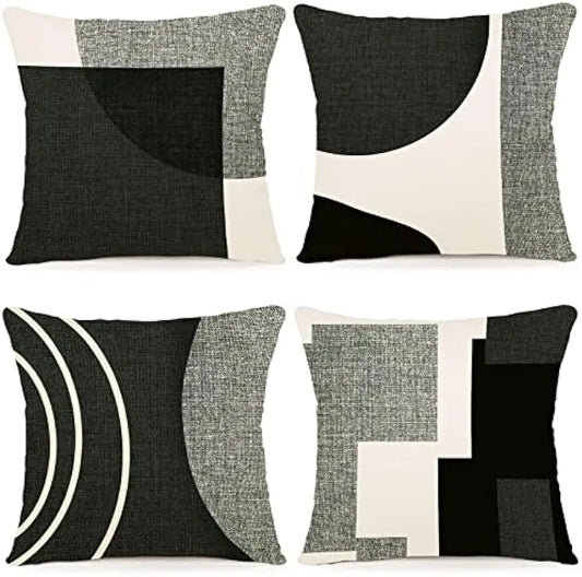 Zwart Geometrisch Kussenhoes- Scandinavisch Woonaccent