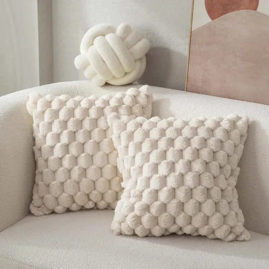 Minimalistische Pluche Kussenhoes – Zachte Textuur | Japandi Look | 45x45 cm