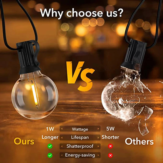 Sfeervolle LED Lichtslinger – Warm Wit | IP44 Waterdicht | 9m t/m 26m | Voor Buiten & Feestdecoratie – EU/US Stekker