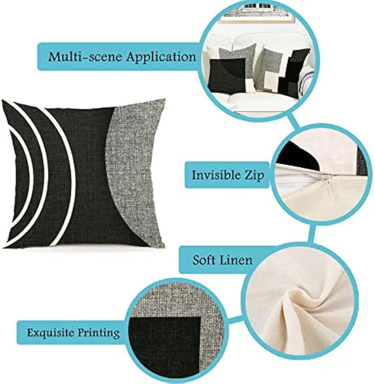 Zwart Geometrisch Kussenhoes- Scandinavisch Woonaccent
